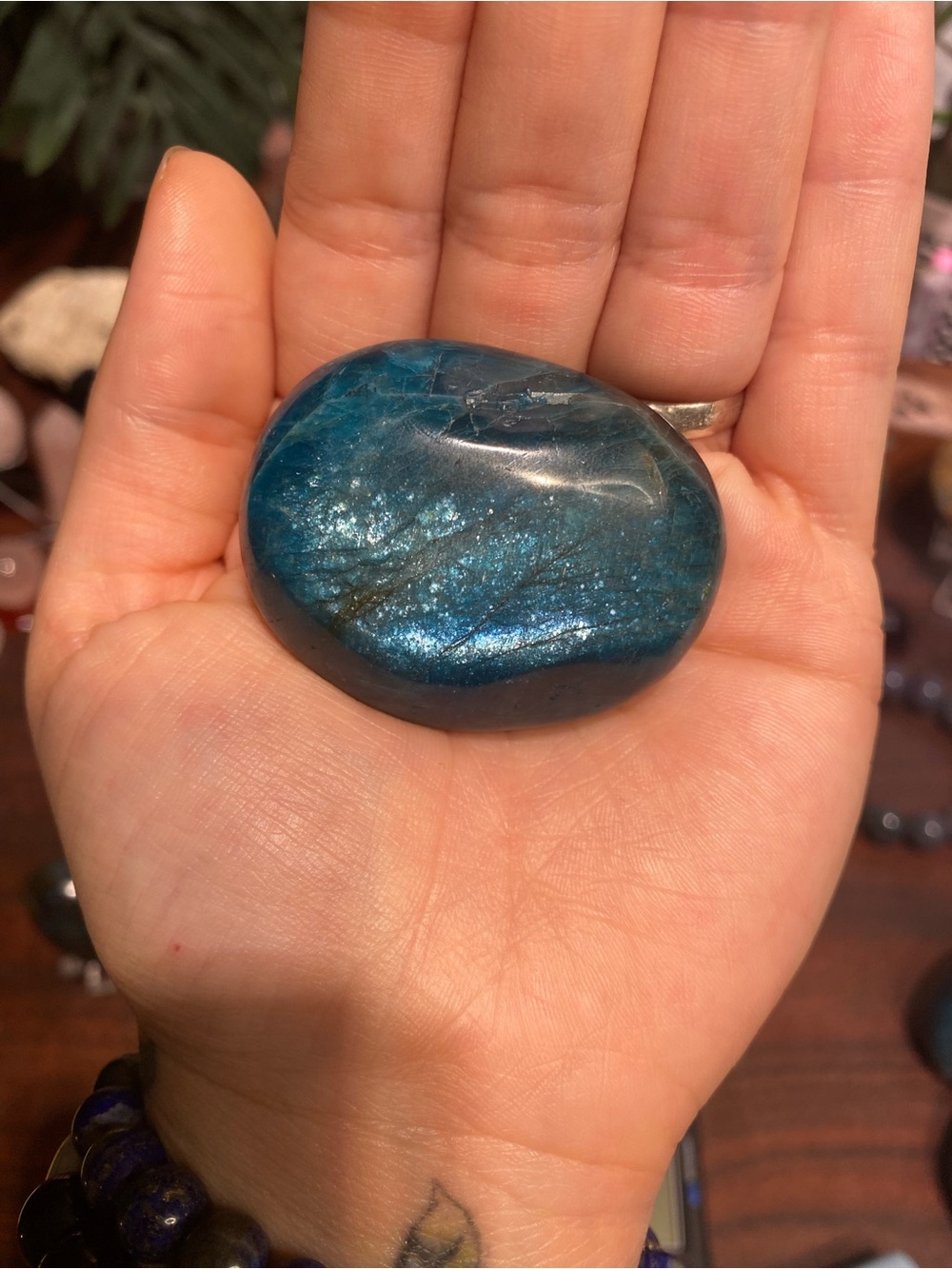 Blue Apatite Palm Stone - Picture 9 of 13